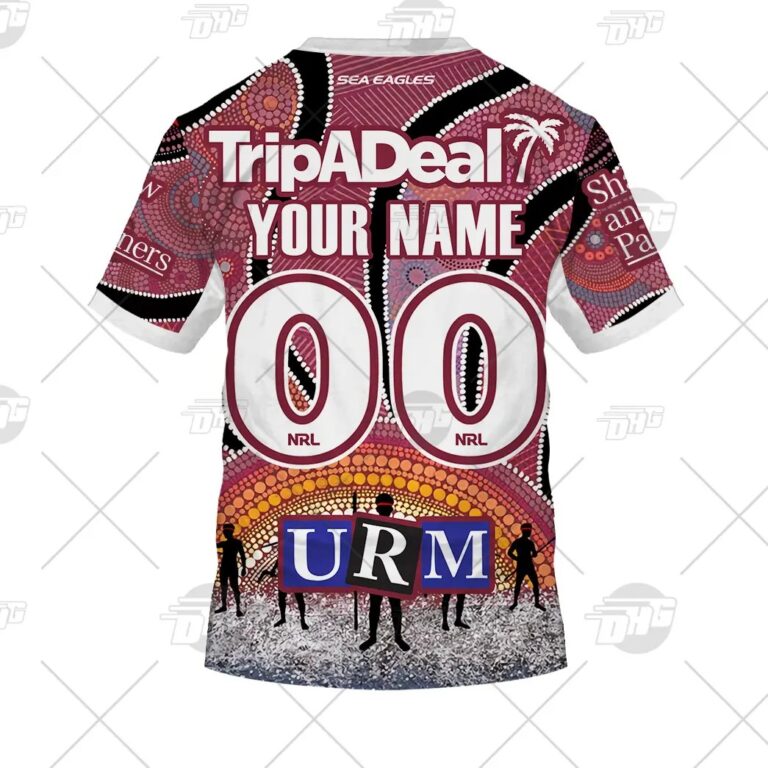 NRL Manly Warringah Sea Eagles Custom Name Number On Field Indigenous Jersey 2021 T-Shirt