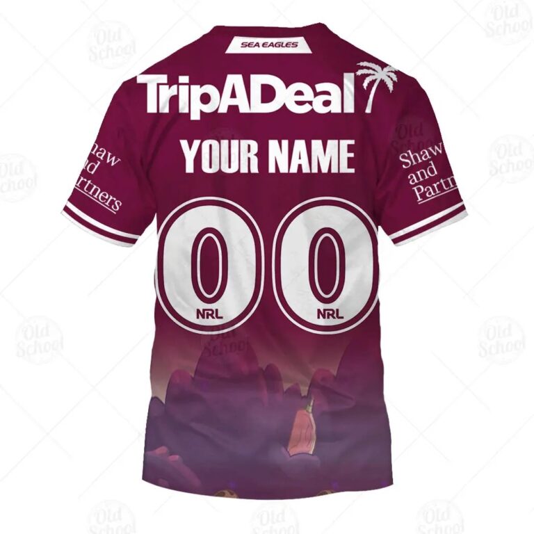 NRL Manly Warringah Sea Eagles Custom Name Number x Bluey T-Shirt