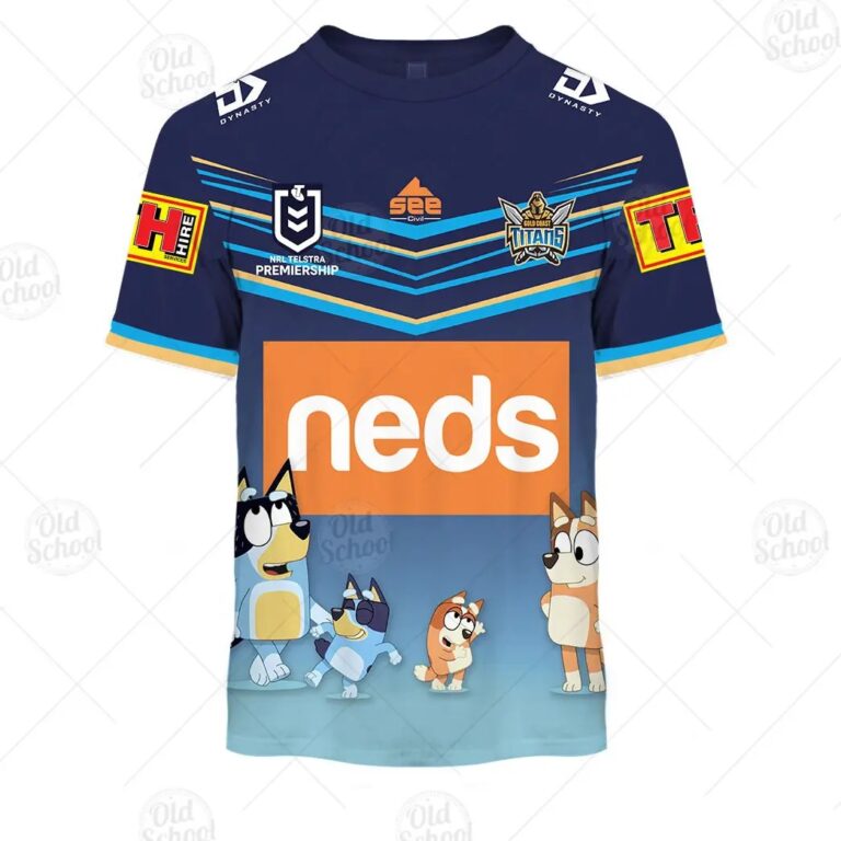 NRL Gold Coast Titans Custom Name Number x Bluey T-Shirt