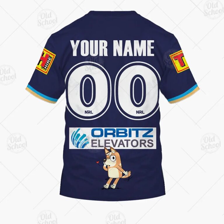 NRL Gold Coast Titans Custom Name Number x Bluey T-Shirt
