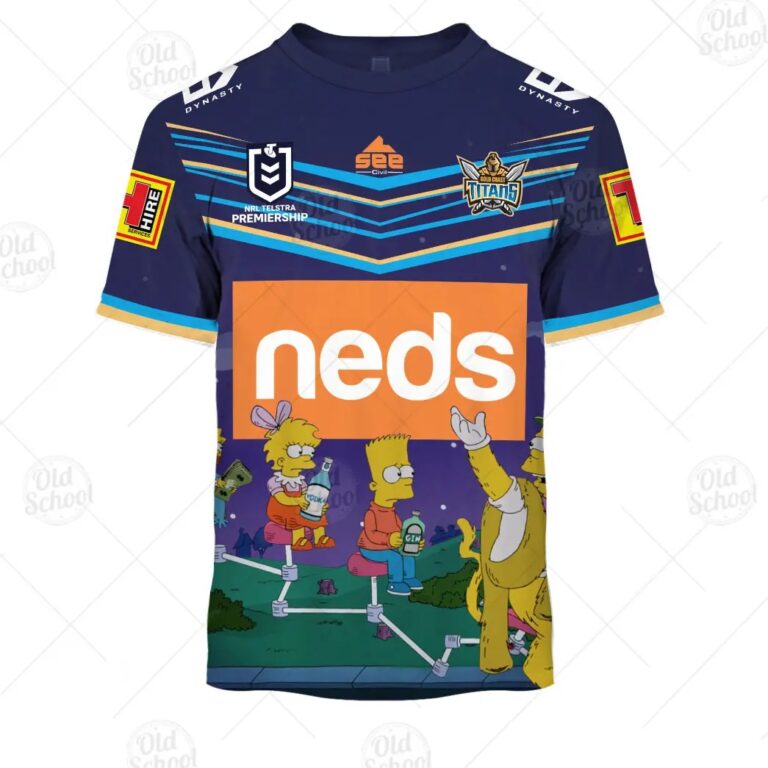 NRL Gold Coast Titans Custom Name Number x The Simpsons Halloween 2020 T-Shirt