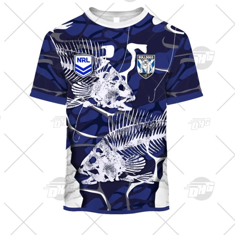 NRL Canterbury-Bankstown Bulldogs Custom Name Number 2021 Fishing T-Shirt