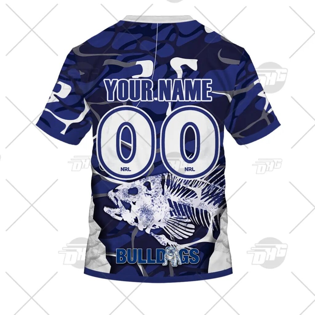 NRL Canterbury-Bankstown Bulldogs Custom Name Number 2021 Fishing T-Shirt