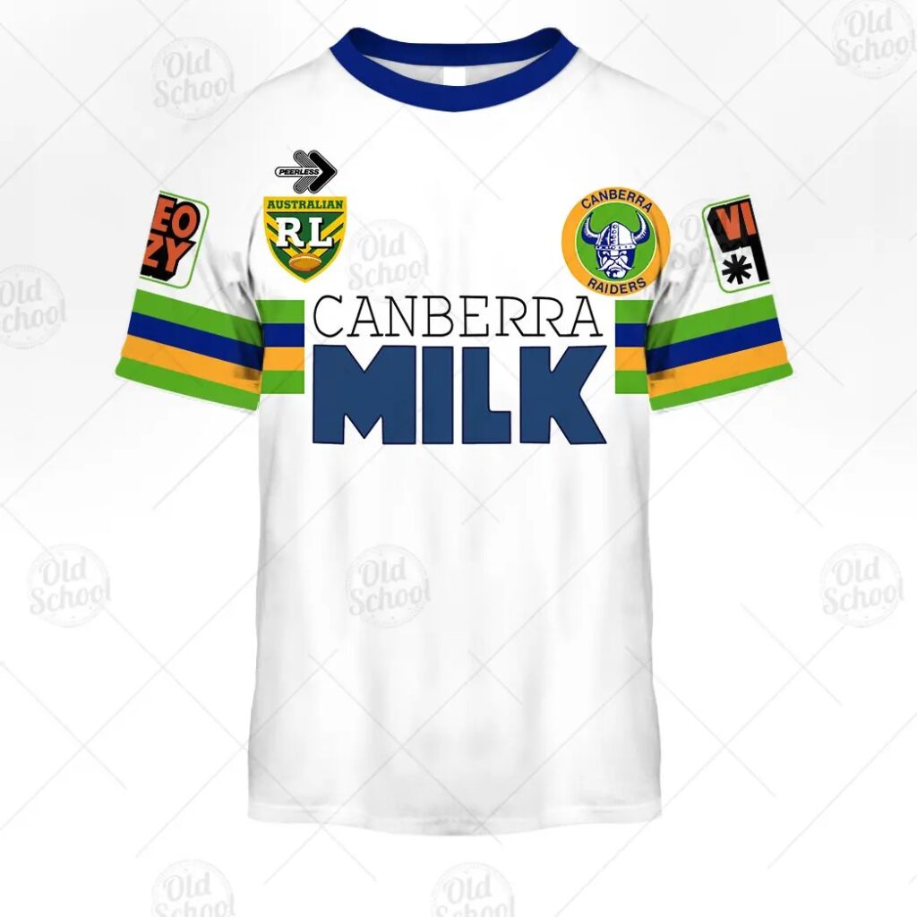 NRL Canberra Raiders Custom Name Number 1995 Away Jersey Vintage Retro T-Shirt
