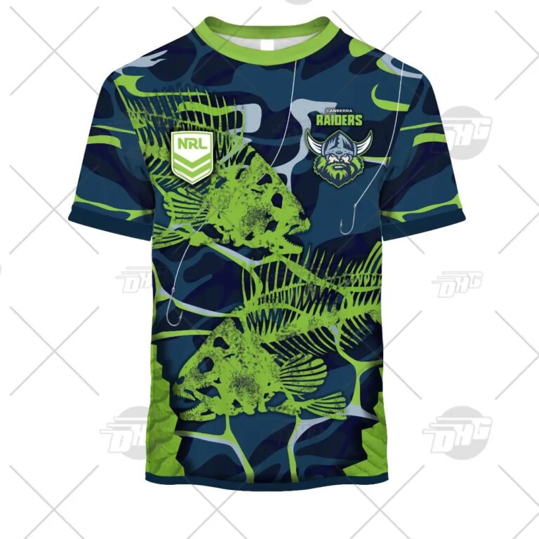 NRL Canberra Raiders Custom Name Number 2021 Fishing T-Shirt