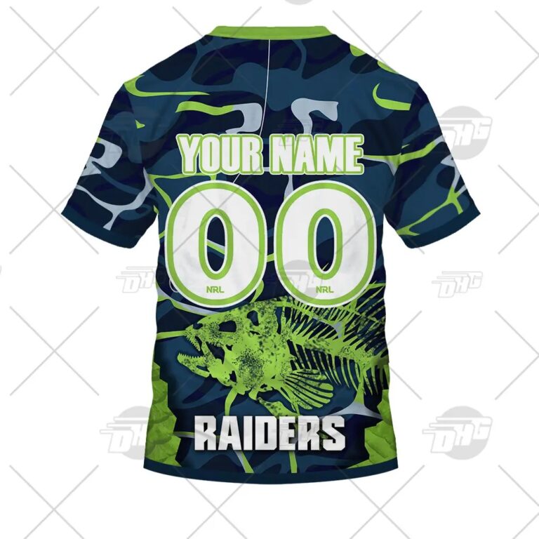 NRL Canberra Raiders Custom Name Number 2021 Fishing T-Shirt