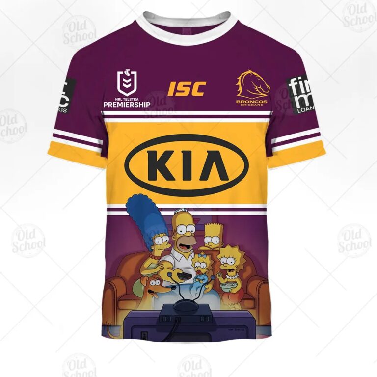 NRL Brisbane Broncos Custom Name Number x The Simpsons 2020 T-Shirt