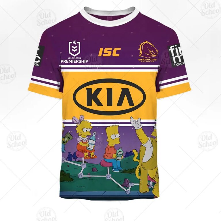 NRL Brisbane Broncos Custom Name Number x The Simpsons 2020 Halloween T-Shirt