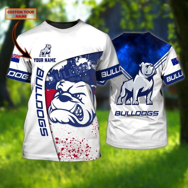 AFL Western Bulldogs Custom Name Blue White T-Shirt
