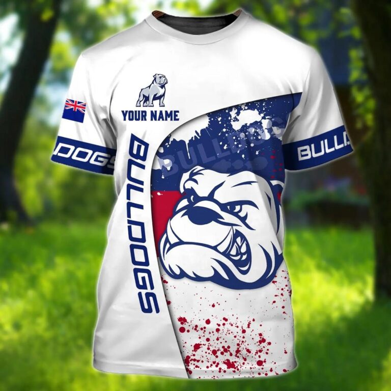 AFL Western Bulldogs Custom Name Blue White T-Shirt