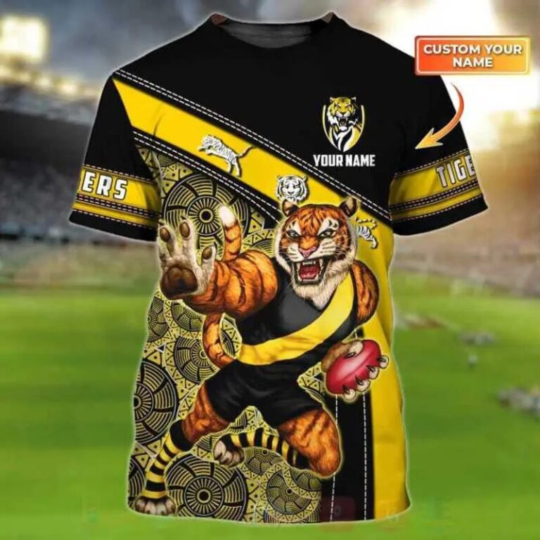 AFL Richmond Tigers Custom Name Mascot T-Shirt