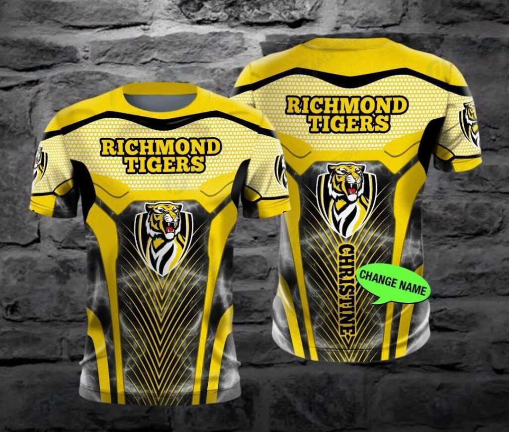 AFL Richmond Tigers Custom Name Yellow T-Shirt