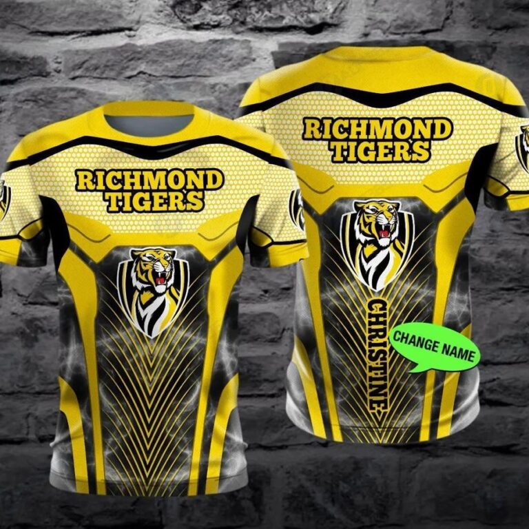 AFL Richmond Tigers Custom Name Yellow T-Shirt