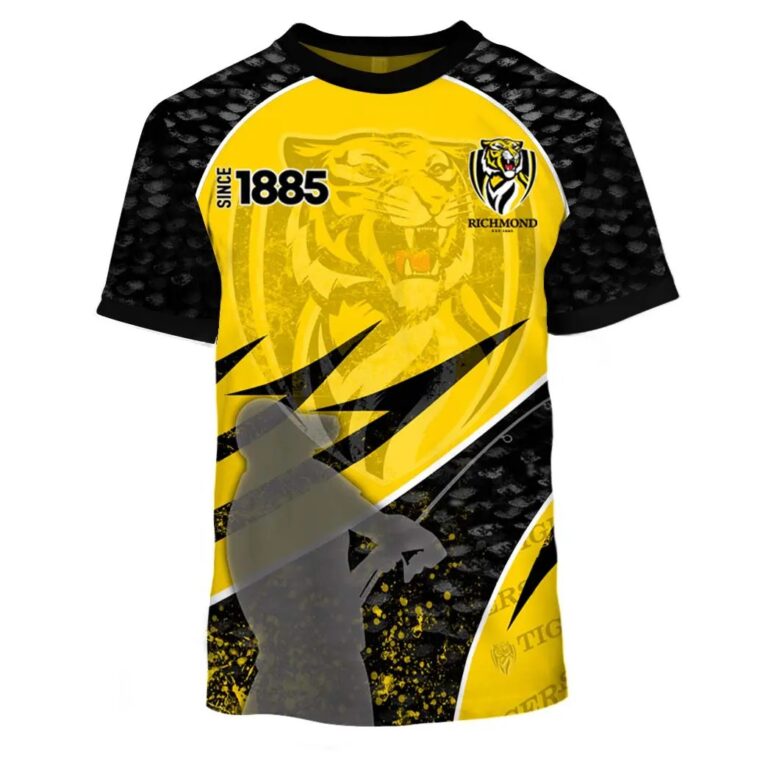 AFL Richmond Tigers Custom Name Number Fishing T-Shirt
