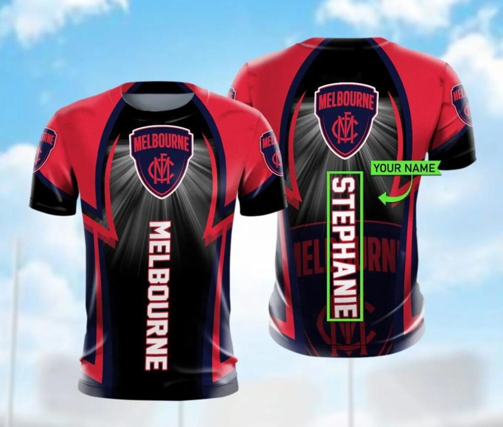 AFL Melbourne Demons Custom Name Red Black T-Shirt