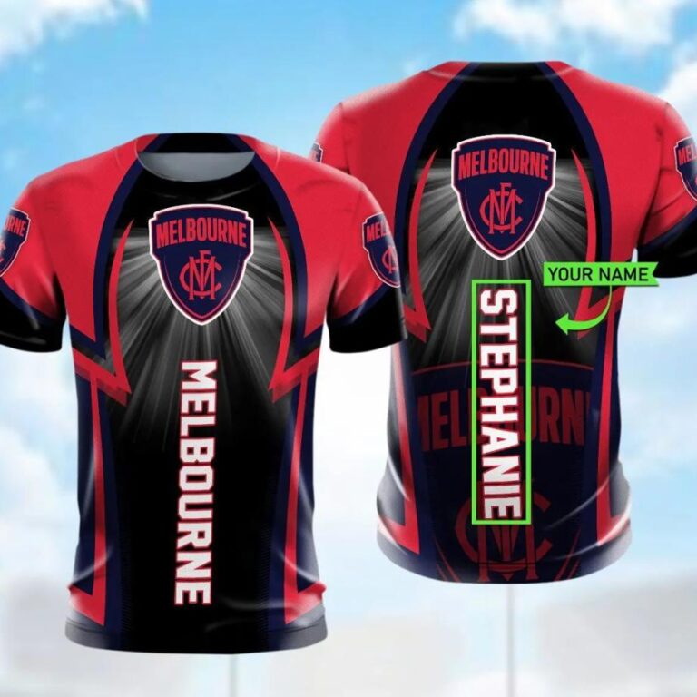 AFL Melbourne Demons Custom Name Red Black T-Shirt