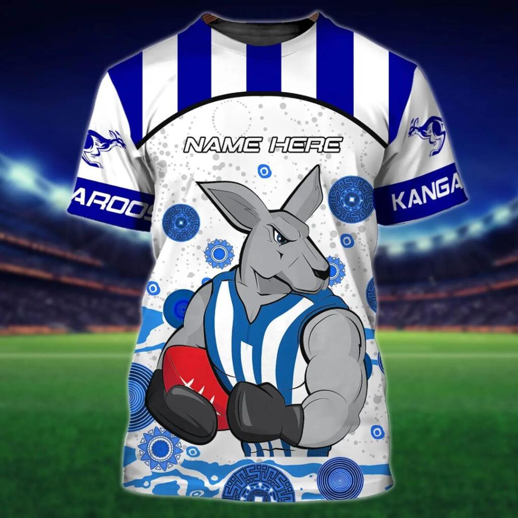 AFL North Melbourne Kangaroos Custom Name Mascot Indigenous T-Shirt