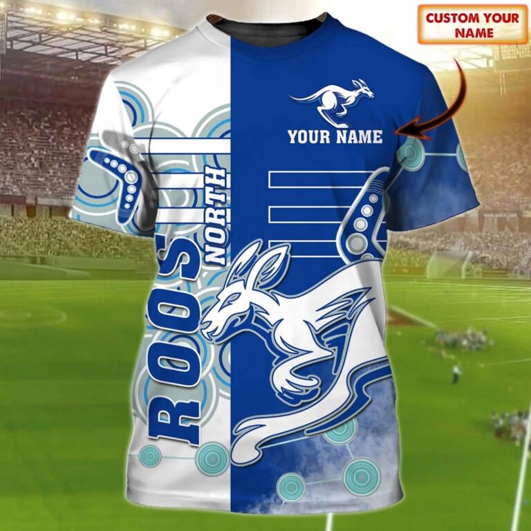 AFL North Melbourne Kangaroos Custom Name Indigenous Royal T-Shirt