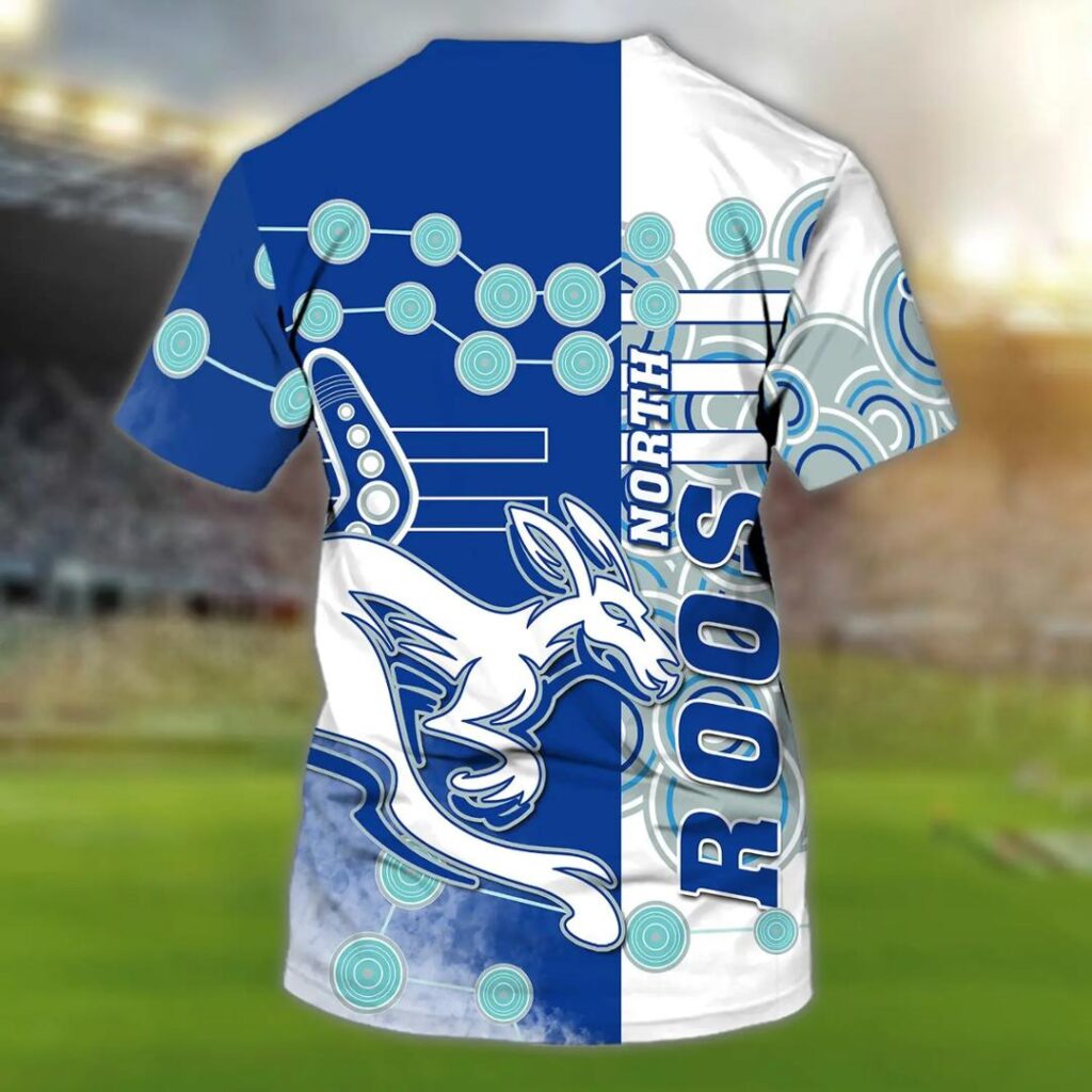 AFL North Melbourne Kangaroos Custom Name Indigenous Royal T-Shirt