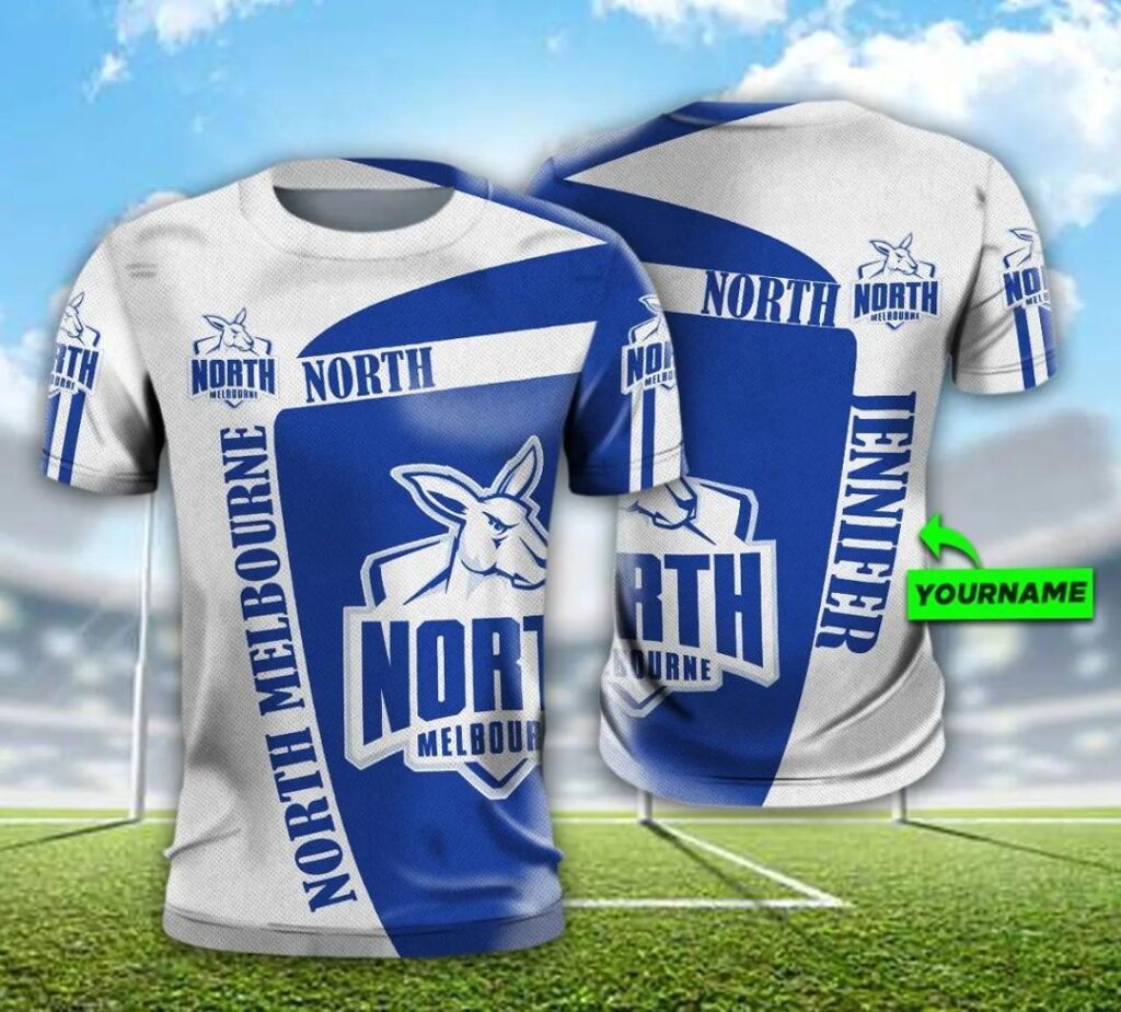 AFL North Melbourne Kangaroos Custom Name White Royal T-Shirt