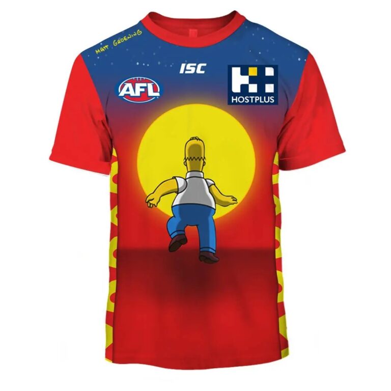 AFL Gold Coast Suns Custom Name Number The Simpsons Guernsey T-Shirt