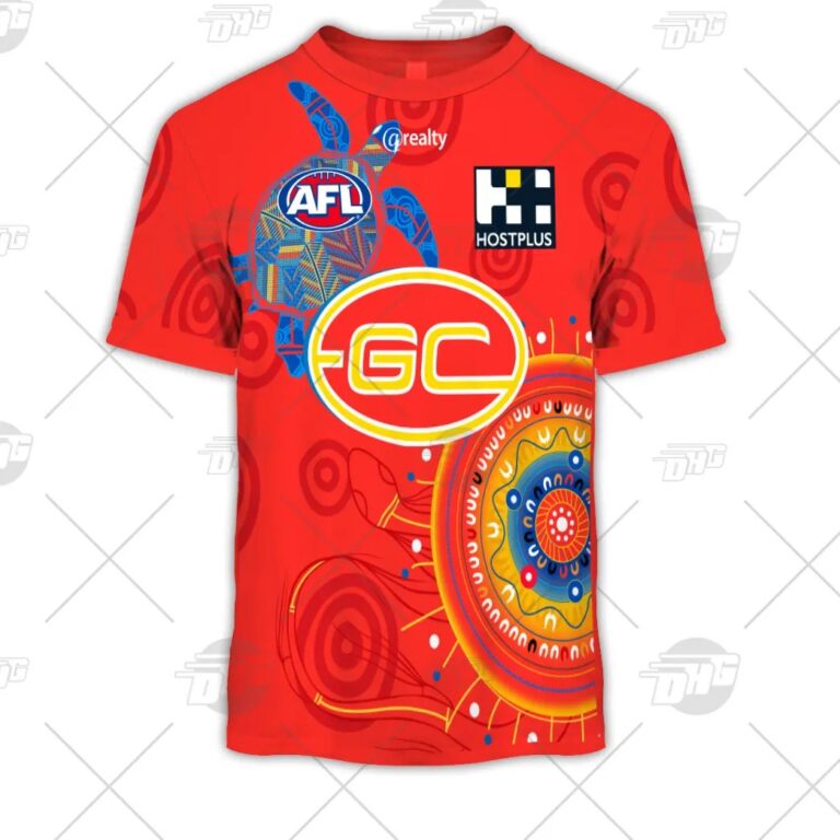 AFL Gold Coast Suns Custom Name Number 2021 Authentic Indigenous Guernsey T-Shirt