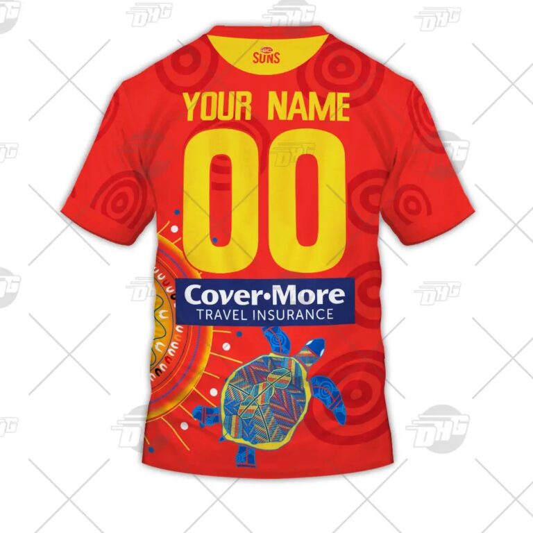 AFL Gold Coast Suns Custom Name Number 2021 Authentic Indigenous Guernsey T-Shirt