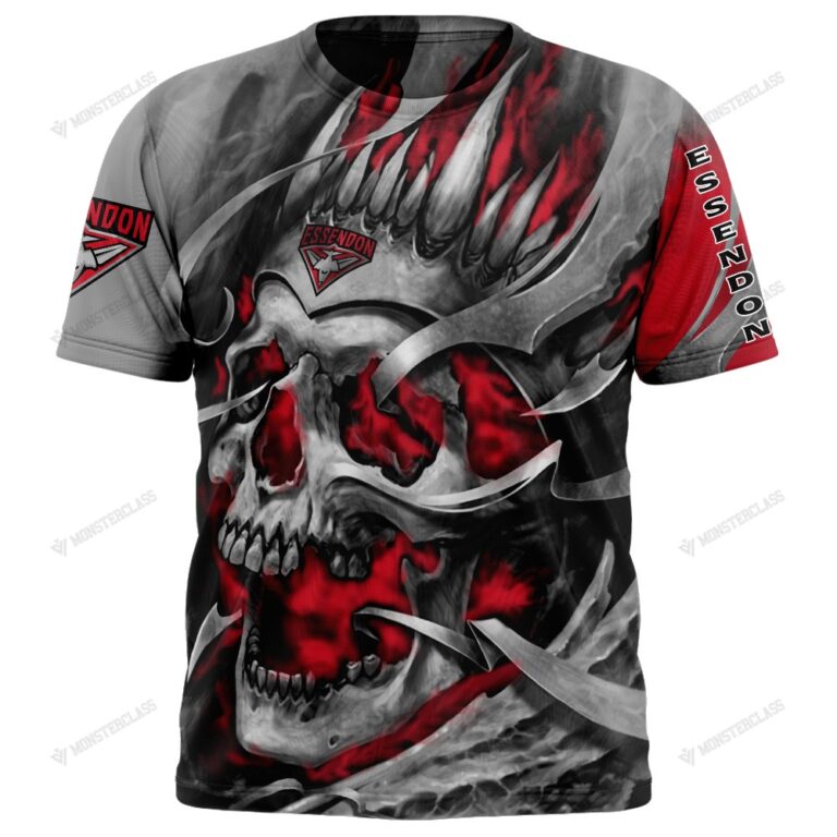 AFL Essendon Bombers Custom Name Number Skull T-Shirt