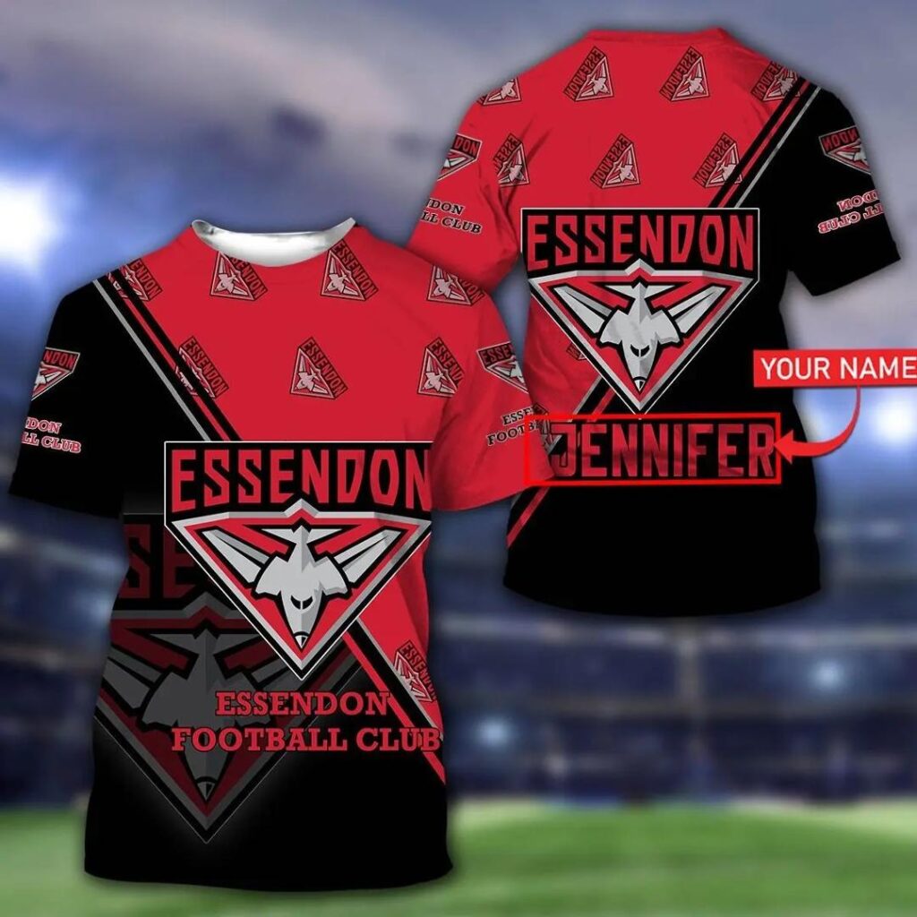 AFL Essendon Bombers Custom Name Red Black T-Shirt