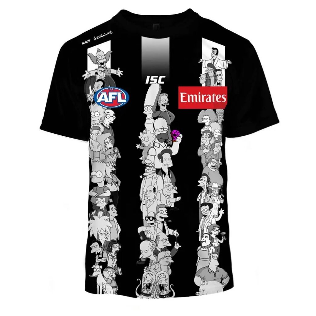 AFL Collingwood Magpies Custom Name Number The Simpsons T-Shirt