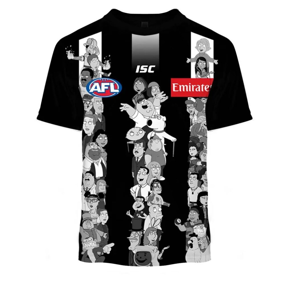 AFL Collingwood Magpies Custom Name Number Family Guy T-Shirt