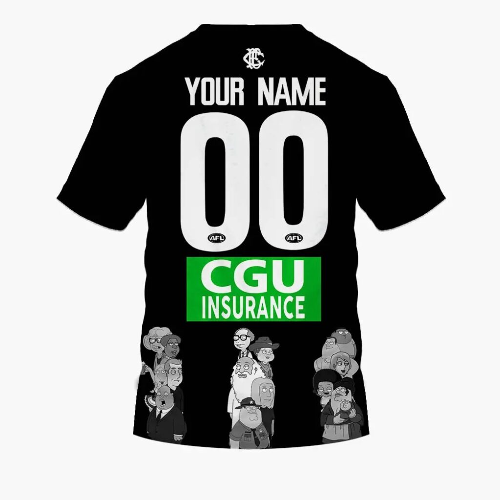 AFL Collingwood Magpies Custom Name Number Family Guy T-Shirt