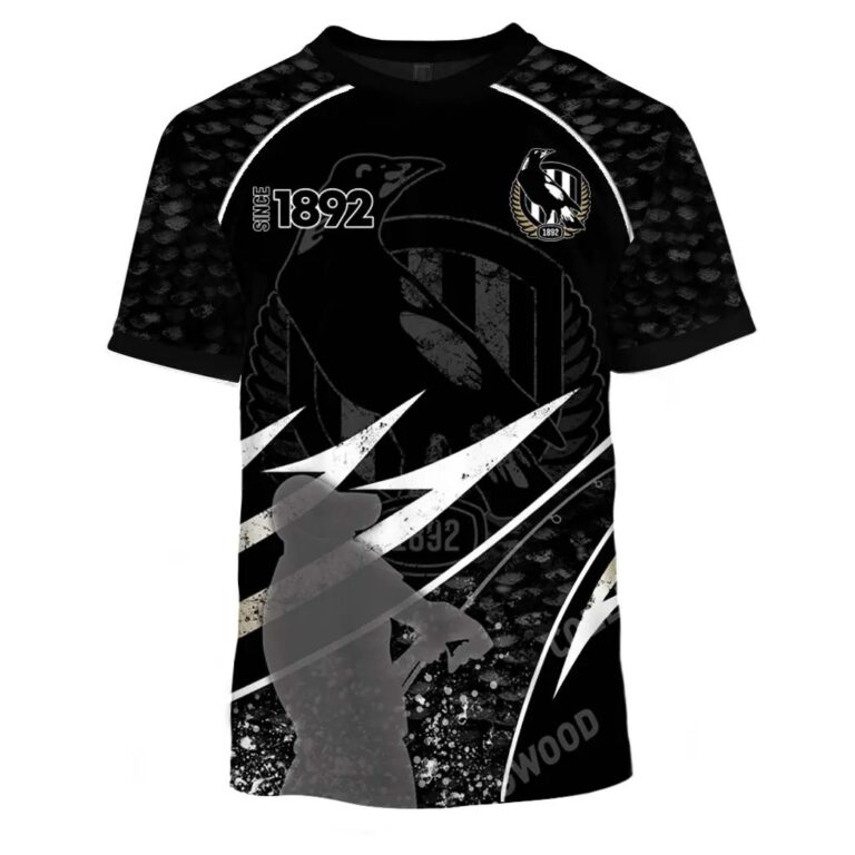 AFL Collingwood Magpies Custom Name Number Fishing T-Shirt