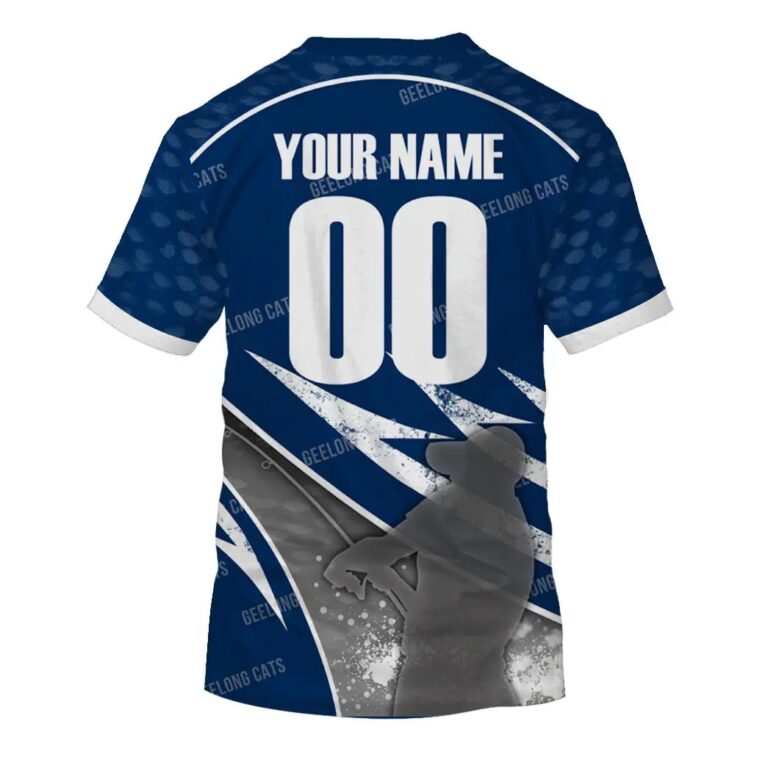 AFL Geelong Cats Custom Name Number Fishing T-Shirt