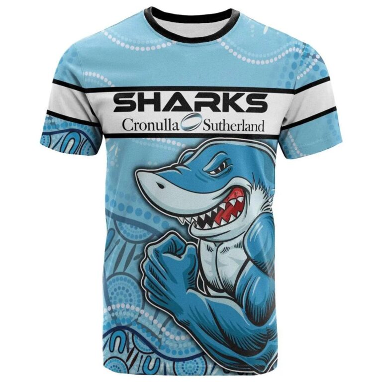NRL Cronulla-Sutherland Sharks Custom Name Rugby Style T-Shirt
