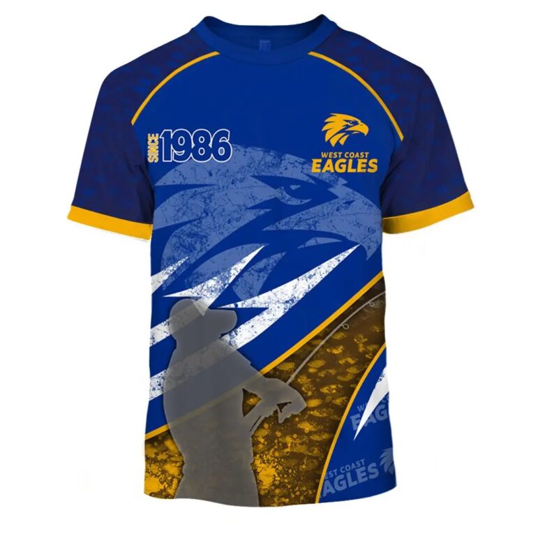 AFL West Coast Eagles Custom Name Number Fishing T-Shirt