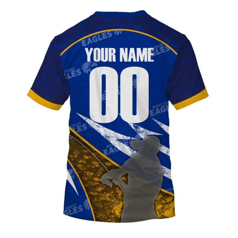 AFL West Coast Eagles Custom Name Number Fishing T-Shirt