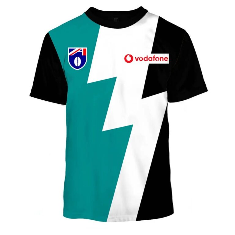 AFL Port Adelaide Power Custom Name Number 1950 Vintage Home Vodafone and Scott’s T-Shirt