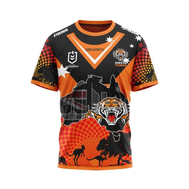 NRL Wests Tigers Custom Name Number Australia’s Day T-Shirt