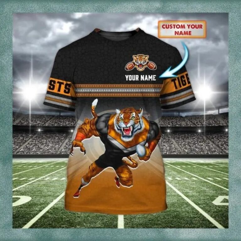 NRL Wests Tigers Custom Name Black T-Shirt