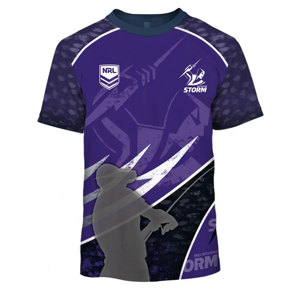 NRL Melbourne Storm Custom Name Number Fishing T59 T-Shirt