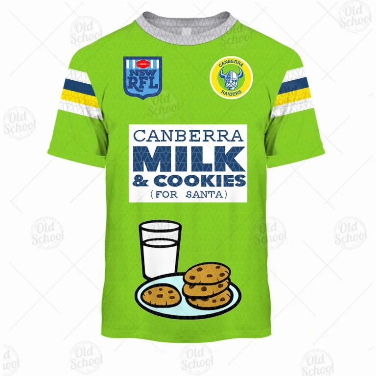 NRL Canberra Raiders Custom Name Number Christmas Knit Pattern Vintage T-Shirt