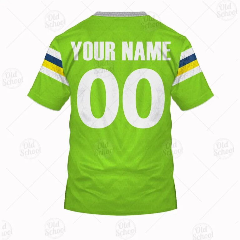 NRL Canberra Raiders Custom Name Number Christmas Knit Pattern Vintage T-Shirt