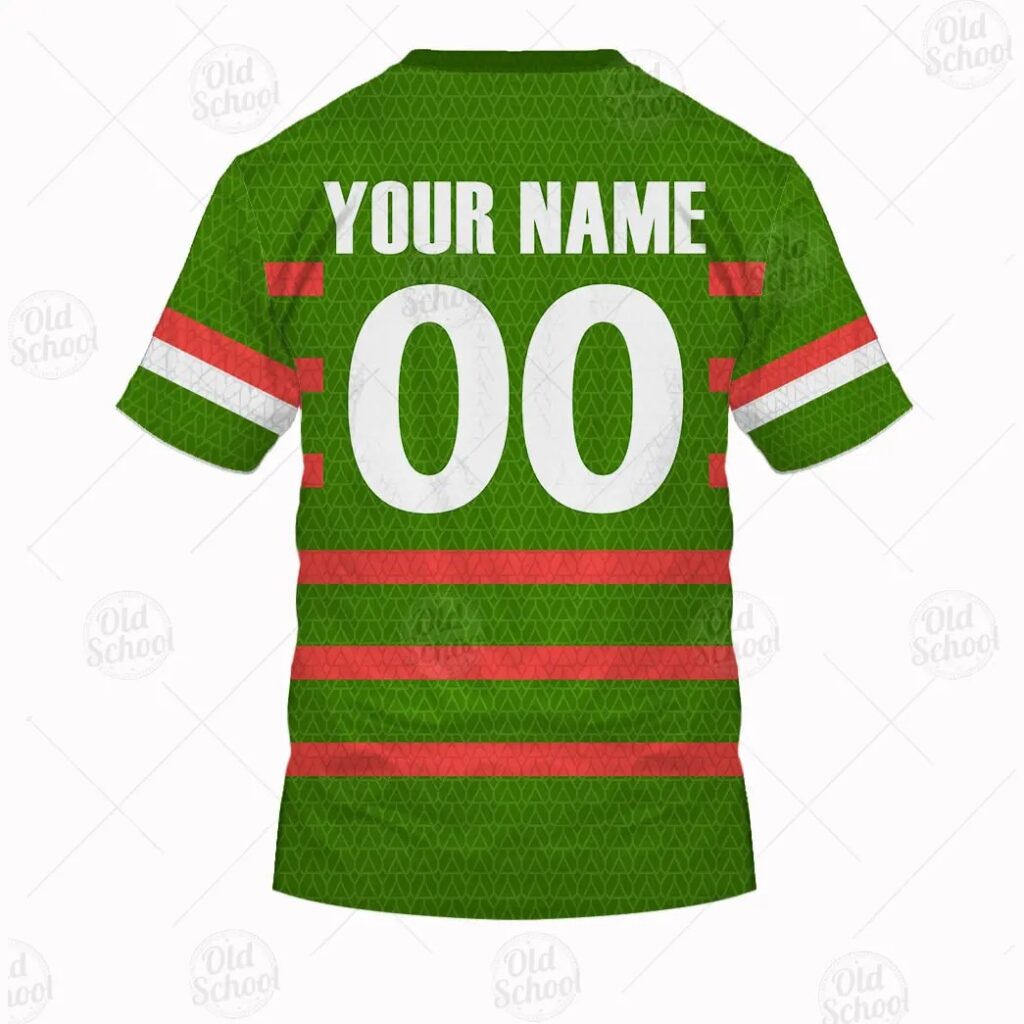 NRL South Sydney Rabbitohs Custom Name Number Christmas Knit Pattern Vintage T-Shirt