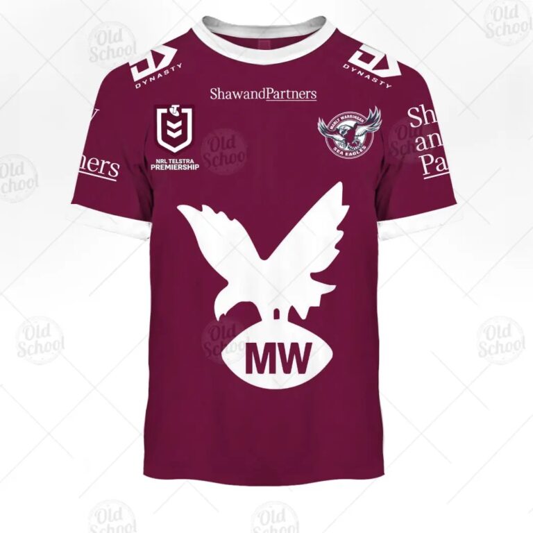 NRL Manly Warringah Sea Eagles Custom Name Number 2021 Heritage T-Shirt