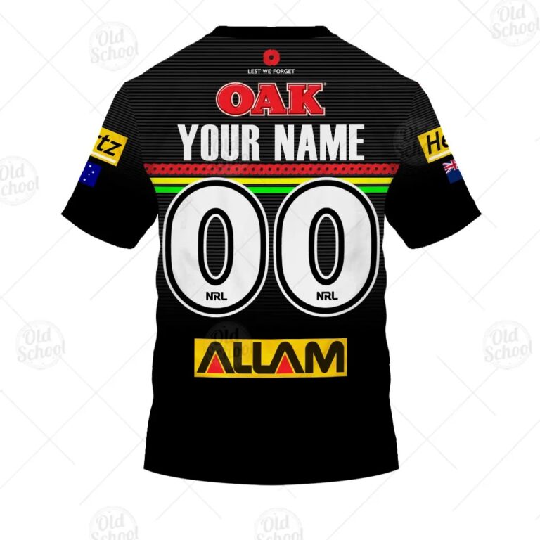 NRL Penrith Panthers Custom Name Number 2021 ANZAC T-Shirt