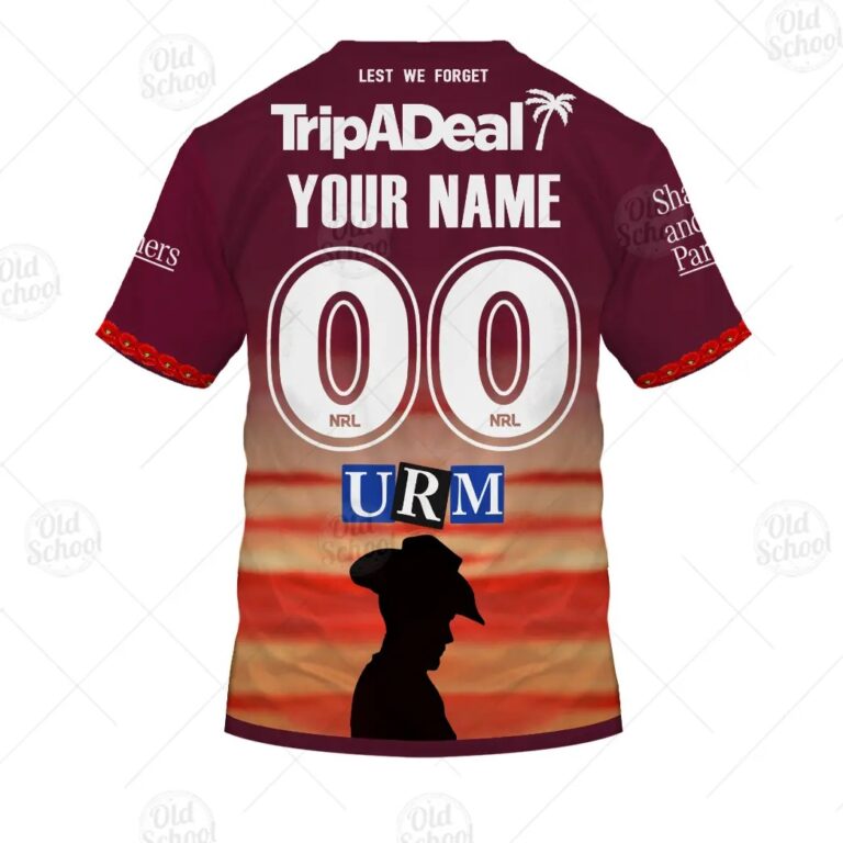 NRL Manly Warringah Sea Eagles Custom Name Number 2021 ANZAC T-Shirt