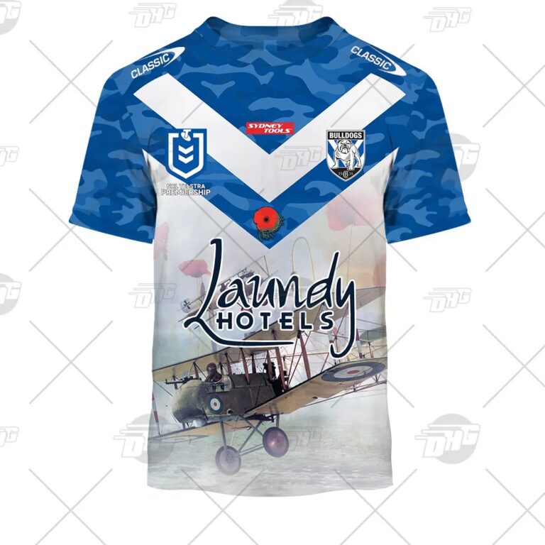 NRL Canterbury-Bankstown Bulldogs Custom Name Number 2021 ANZAC T-Shirt