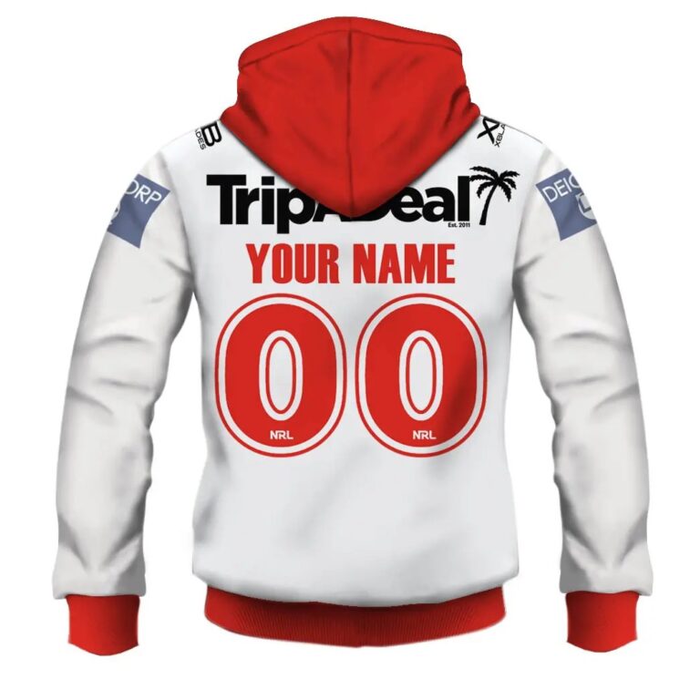 NRL St. George Illawarra Dragons Custom Name Number 2020 Home Jersey Care Emoji Zip Up Hoodie