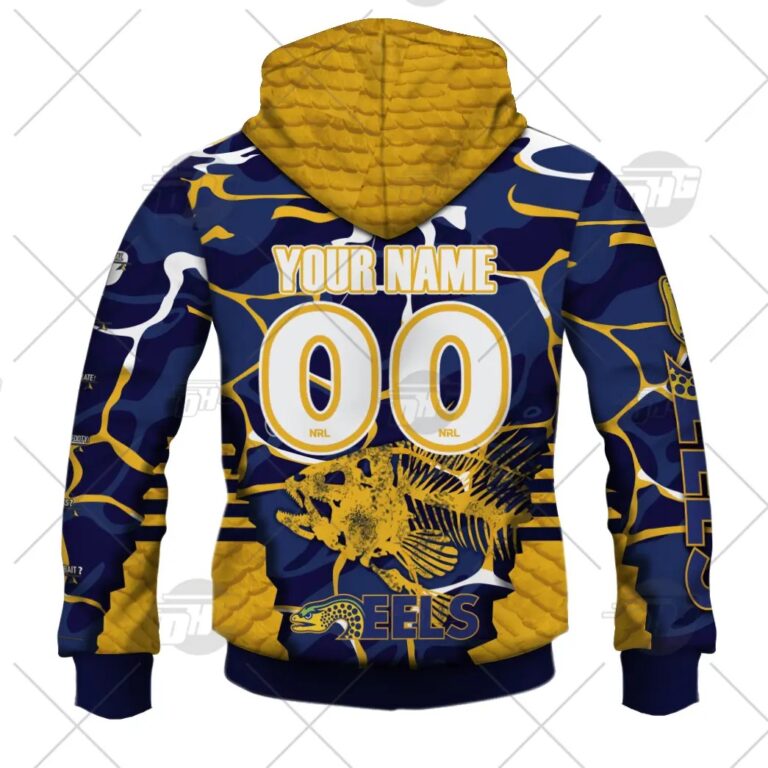 NRL Parramatta Eels Custom Name Number 2021 Fishing Zip Up Hoodie